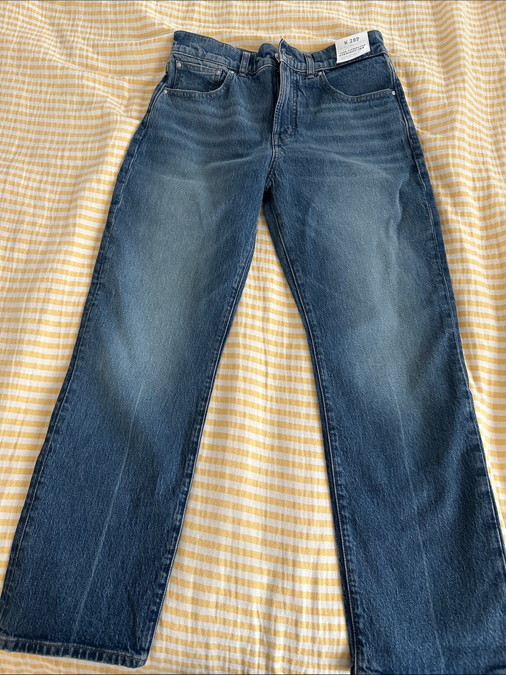 Madewell Womens Longline Straight Jeans in Dark Indigo
